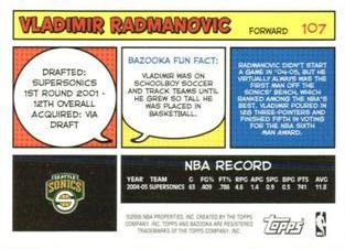 2005-06 Bazooka - Minis #107 Vladimir Radmanovic Back