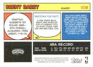 2005-06 Bazooka - Minis #109 Brent Barry Back