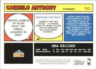 2005-06 Bazooka - Minis #110 Carmelo Anthony Back