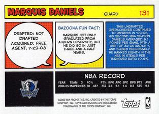 2005-06 Bazooka - Minis #131 Marquis Daniels Back
