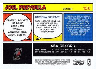 2005-06 Bazooka - Minis #152 Joel Przybilla Back
