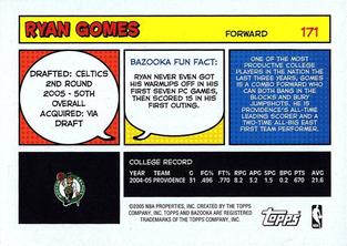 2005-06 Bazooka - Minis #171 Ryan Gomes Back