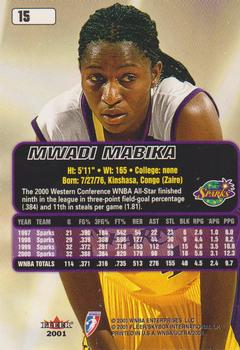 2001 Ultra WNBA #15 Mwadi Mabika Back