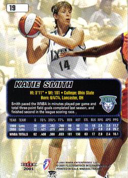 2001 Ultra WNBA #19 Katie Smith Back