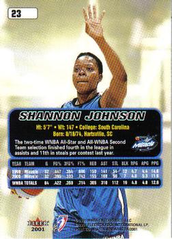 2001 Ultra WNBA #23 Shannon Johnson Back