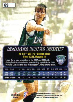 2001 Ultra WNBA #69 Andrea Lloyd Curry Back