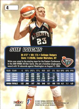 2001 Ultra WNBA #4 Sue Wicks Back