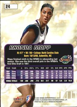 2001 Ultra WNBA #24 Rhonda Mapp Back