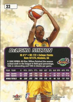 2001 Ultra WNBA #33 DeLisha Milton Back