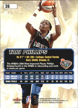 2001 Ultra WNBA #36 Tari Phillips Back