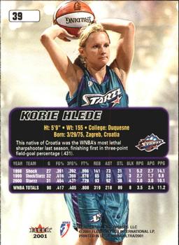 2001 Ultra WNBA #39 Korie Hlede Back