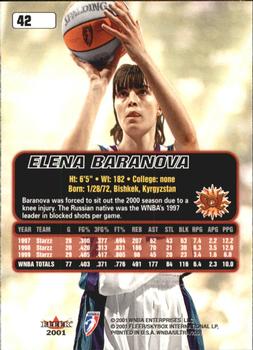 2001 Ultra WNBA #42 Elena Baranova Back