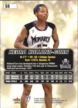2001 Ultra WNBA #59 Kedra Holland-Corn Back