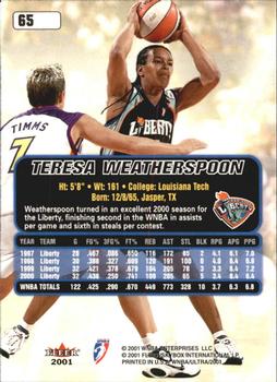 2001 Ultra WNBA #65 Teresa Weatherspoon Back
