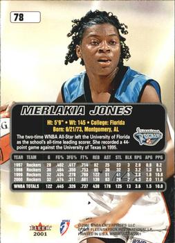 2001 Ultra WNBA #78 Merlakia Jones Back