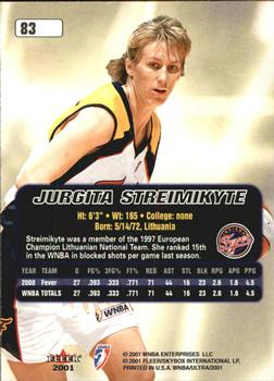 2001 Ultra WNBA #83 Jurgita Streimikyte Back