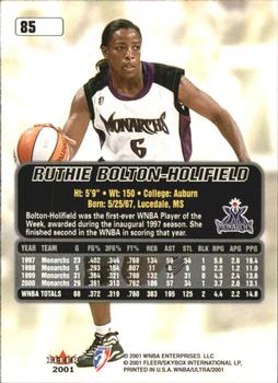 2001 Ultra WNBA #85 Ruthie Bolton Back