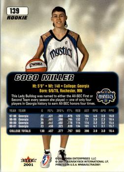 2001 Ultra WNBA #139 Coco Miller Back
