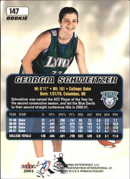 2001 Ultra WNBA #147 Georgia Schweitzer Back