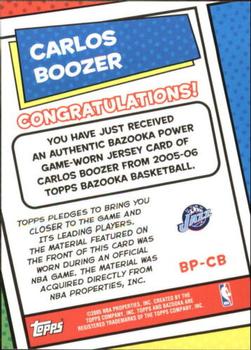 2005-06 Bazooka - Bazooka Power! Relics #BP-CB Carlos Boozer Back