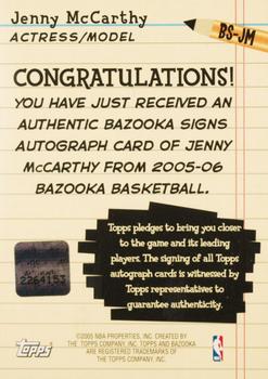 2005-06 Bazooka - Signs #BS-JM Jenny McCarthy Back