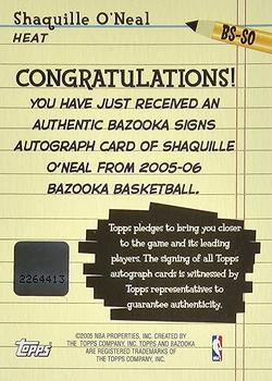 2005-06 Bazooka - Signs #BS-SO Shaquille O'Neal Back