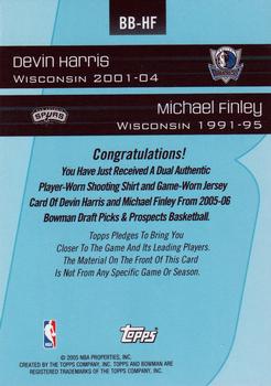 2005-06 Bowman - Beginnings Relics #BB-HF Devin Harris / Michael Finley Back