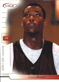  2001-02 Upper Deck #398 Kwame Brown RC Rookie NBA Basketball  Trading Card : Everything Else