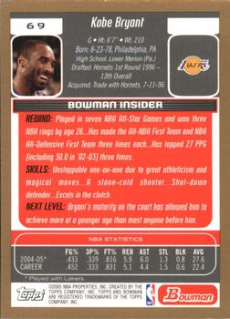 2005-06 Bowman - Gold #69 Kobe Bryant Back