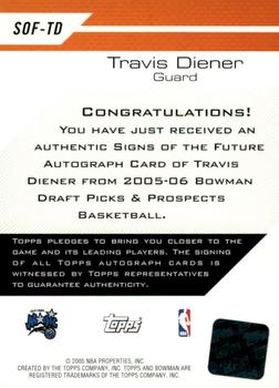 2005-06 Bowman - Signs of the Future #SOF-TD Travis Diener Back