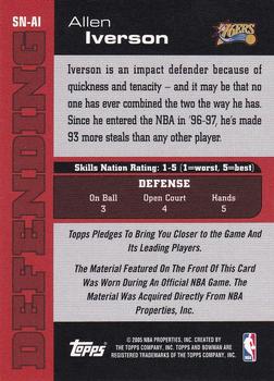 2005-06 Bowman - Skills Nation Relics #SN-AI Allen Iverson Back