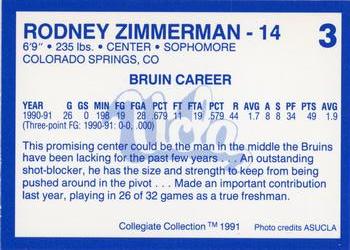 1991-92 Collegiate Collection UCLA #3 Rodney Zimmerman Back