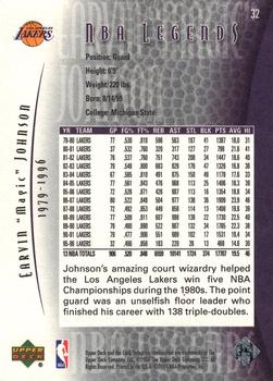2000-01 Upper Deck Legends #32 Magic Johnson Back