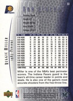 2000-01 Upper Deck Legends #60 Reggie Miller Back