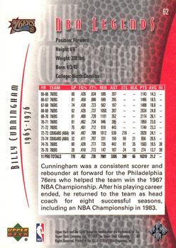 2000-01 Upper Deck Legends #62 Billy Cunningham Back