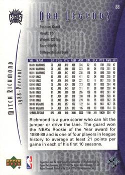 2000-01 Upper Deck Legends #88 Mitch Richmond Back
