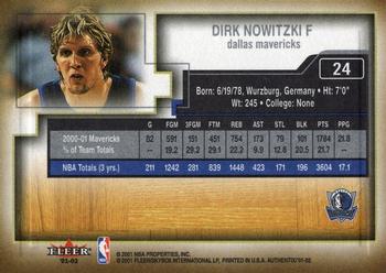 2001-02 Fleer Authentix #24 Dirk Nowitzki Back