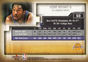 2001-02 Fleer Authentix #60 Kobe Bryant Back