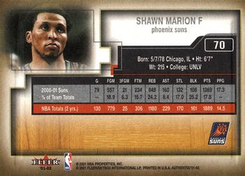 2001-02 Fleer Authentix #70 Shawn Marion Back