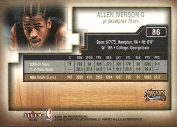 2001-02 Fleer Authentix #86 Allen Iverson Back