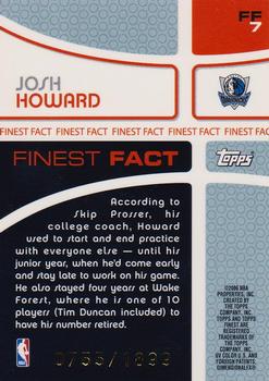 2005-06 Finest - Finest Fact #FF7 Josh Howard Back