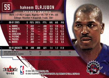 2001-02 E-X #55 Hakeem Olajuwon Back