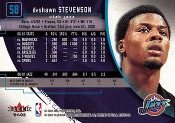 2001-02 E-X #58 DeShawn Stevenson Back