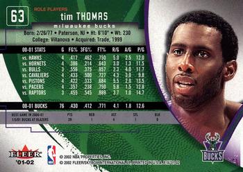2001-02 E-X #63 Tim Thomas Back