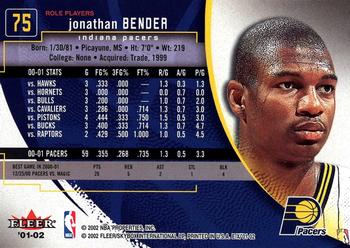 2001-02 E-X #75 Jonathan Bender Back