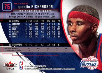 2001-02 E-X #76 Quentin Richardson Back