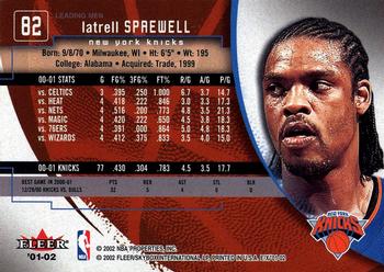 2001-02 E-X #82 Latrell Sprewell Back