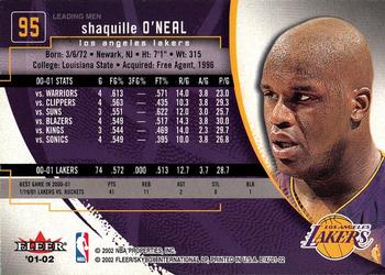 2001-02 E-X #95 Shaquille O'Neal Back