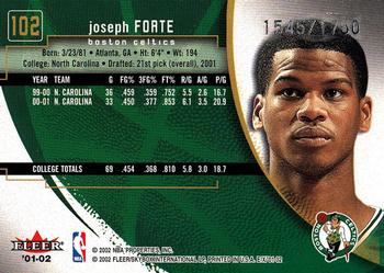 2001-02 E-X #102 Joseph Forte Back