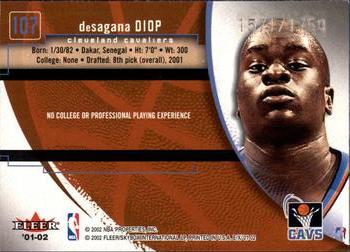 2001-02 E-X #107 DeSagana Diop Back